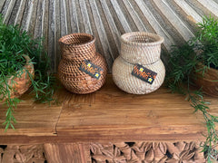 NEW Balinese Hand Woven Rattan Belly Shape Vase Style Basket - Bali Open Basket