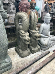 Hand Carved Greenstone Set 2 120cm Dragon Statues - Bali Dragon Statue