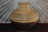 NEW BALINESE HAND CRAFTED WOOD/RATTAN COMBO Ball Vase - Gorgeous!!