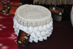 NEW Balinese Handmade Macrame Open Baskets encrusted with Shells