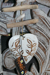 NEW Balinese Hand Crafted Wood Heart Hanger / Mobile - Love Heart Hanging Decor