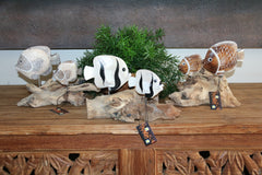 NEW Balinese Hand Carved Wooden Fish on Natural Wood Sculpture