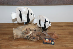 NEW Balinese Hand Carved Wooden Fish on Natural Wood Sculpture