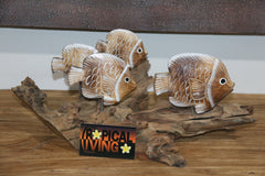 NEW Balinese Hand Carved Wooden Fish on Natural Wood Sculpture