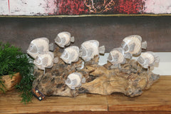 NEW Balinese Hand Carved Wooden Fish on Natural Wood Sculpture