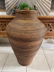 NEW Balinese Hand Woven Large Rattan Basket with Lid - Large Balinese Basket