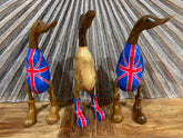 NEW Balinese Hand Carved Wooden UK Duck w/Union Jack Rice Paddy Duck - Bali Duck