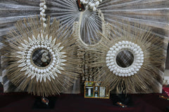 NEW Hand Crafted Balinese Shell / Grass Tribal Neck Piece on Stand