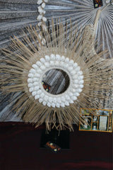 NEW Hand Crafted Balinese Shell / Grass Tribal Neck Piece on Stand