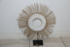 NEW Hand Crafted Balinese Shell / Grass Tribal Neck Piece on Stand