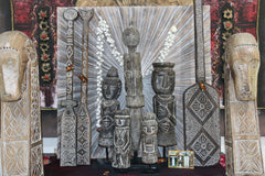 NEW Indonesian Hand Carved Primitive Wooden Sculpture on Stand - TIMOR ART