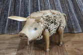 NEW Balinese Hand Crafted Bamboo Root Pig - Bali Hairy Pig - Bali pig sculpture