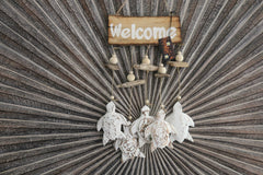 NEW Balinese Timber WELCOME Sign w/5 Turtles/Pebbles/Driftwood