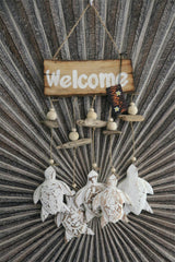 NEW Balinese Timber WELCOME Sign w/5 Turtles/Pebbles/Driftwood