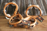 Brand New Bali Wooden Tambourine - Hand Crafted Bali 4 Jingle Tambourine