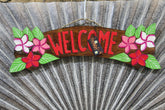 NEW Hand Crafted & Carved WELCOME Sign - Tropical Island Bali Bar WELCOME Sign