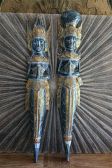 NEW Balinese Hindu Rama & Shinta Wood Carved Wall Sculptures - BALI Wall Art 1m