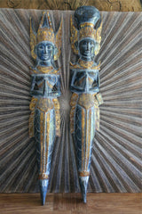 NEW Balinese Hindu Rama & Shinta Wood Carved Wall Sculptures - BALI Wall Art 1m