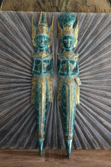 NEW Balinese Hindu Rama & Shinta Wood Carved Wall Sculptures - BALI Wall Art 1m