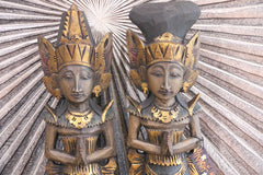 NEW Balinese Hand Carved Wooden Rama & Shinta Sculptures - Set of 2 50cm tall
