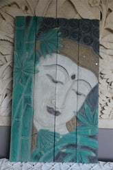 Balinese Hand Carved Wood Hinged Buddha Wall Panel - Bali Buddha Wall Panel 1m
