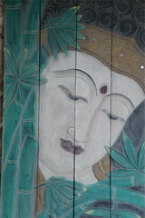 Balinese Hand Carved Wood Hinged Buddha Wall Panel - Bali Buddha Wall Panel 1m