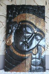 Balinese Hand Carved Wood Hinged Buddha Wall Panel - Bali Buddha Wall Panel 1m