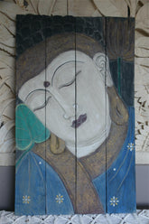 Balinese Hand Carved Wood Hinged Buddha Wall Panel - Bali Buddha Wall Panel 1m