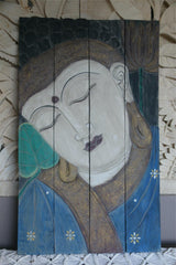 Balinese Hand Carved Wood Hinged Buddha Wall Panel - Bali Buddha Wall Panel 1m