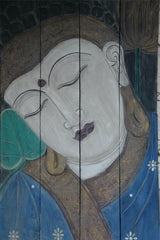 Balinese Hand Carved Wood Hinged Buddha Wall Panel - Bali Buddha Wall Panel 1m