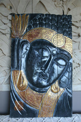 Balinese Hand Carved Wood Hinged Buddha Wall Panel - Bali Buddha Wall Panel 1m