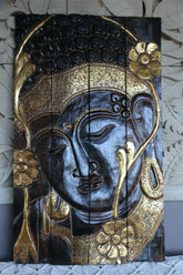 Balinese Hand Carved Wood Hinged Buddha Wall Panel - Bali Buddha Wall Panel 1m