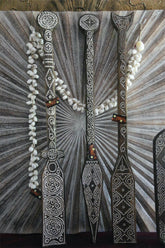 NEW Indonesian Hand Carved Primitive Wooden Paddle - TIMOR ART