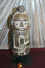NEW Indonesian Hand Carved Primitive Wooden Sculpture on Stand - TIMOR ART