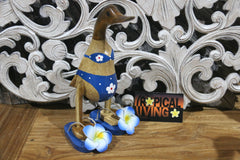 NEW Balinese Hand Carved Wooden Bikini Duck w/Frangipani Thongs - Bali Duck