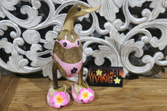 NEW Balinese Hand Carved Wooden Bikini Duck w/Frangipani Thongs - Bali Duck