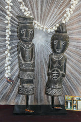 NEW Indonesian Hand Carved Primitive Wooden Sculpture on Stand - TIMOR ART