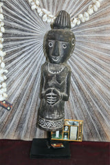 NEW Indonesian Hand Carved Primitive Wooden Sculpture on Stand - TIMOR ART