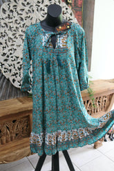 Ladies Knee Length Dress with Side Pockets - Bali Boutique Voile Dress S - XXL