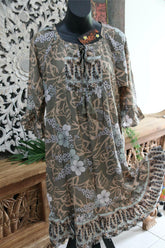 Ladies Knee Length Dress with Side Pockets - Bali Boutique Voile Dress S - XXL