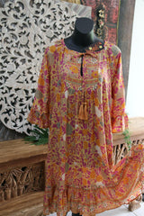 Ladies Knee Length Dress with Side Pockets - Bali Boutique Voile Dress S - XXL