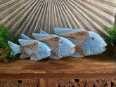 NEW Balinese Hand Carved Wooden Set of 3 Fish Family Sculptures - Bali Fish LG