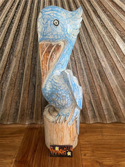 NEW Balinese Hand Carved Wooden Pelican Sculpture - Wooden Bali Pelican