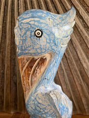 NEW Balinese Hand Carved Wooden Pelican Sculpture - Wooden Bali Pelican