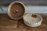NEW Balinese Hand Woven Rattan w/Shell Trim Open Basket S