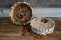 NEW Balinese Hand Woven Rattan w/Shell Trim Open Basket S