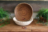 NEW Balinese Hand Woven Rattan w/Shell Trim Open Basket L