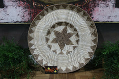 NEW Bali Woven Rattan Platter with Motif - Balinese Woven Rattan Wall Art 50cm