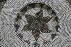 NEW Bali Woven Rattan Platter with Motif - Balinese Woven Rattan Wall Art 50cm