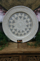 NEW Bali Woven Rattan Platter with Motif - Balinese Woven Rattan Wall Art 60cm